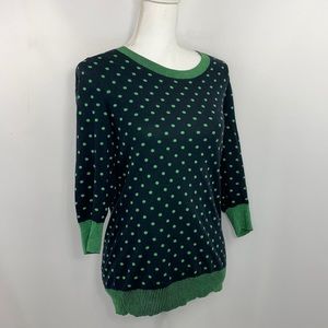 Banana Republic navy green polka dot sweater M